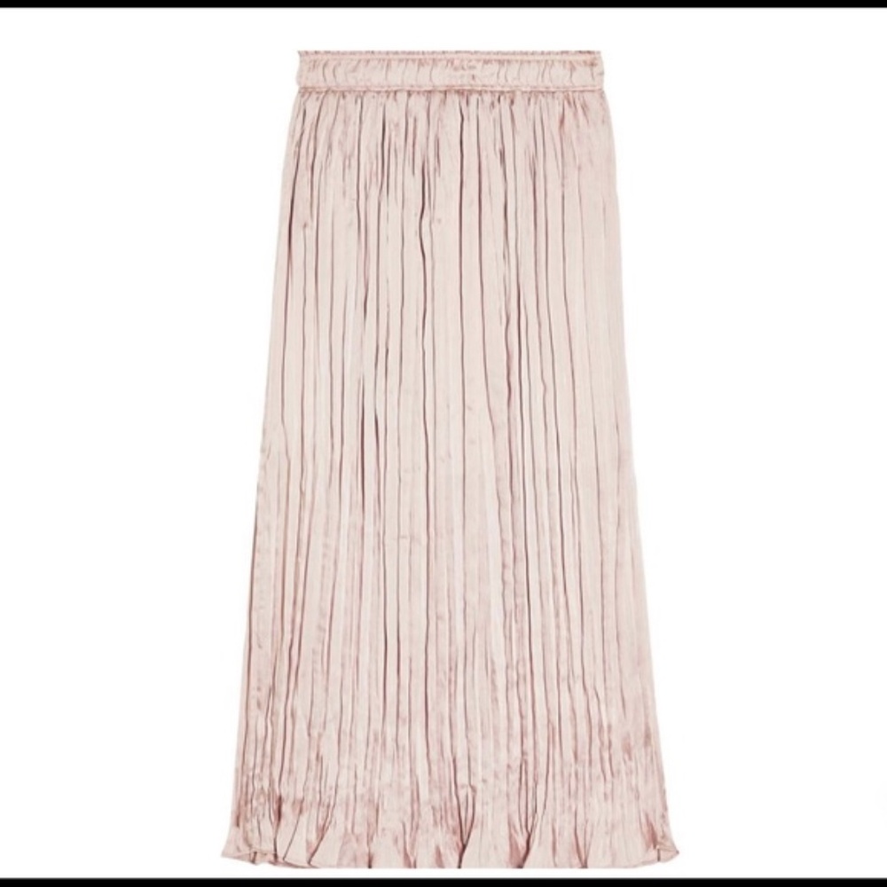 Topshop Pleated Crushed Satin Pink Midi Skirt Size 8 NWOT - Picture 2 of 6